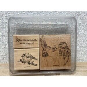 Stampin Up Spring Song Set Of 3 Wood Mounted Rubber Stamps