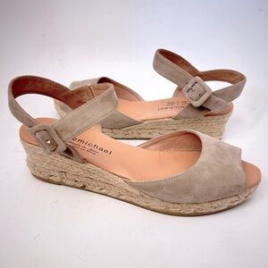 ERIC MICHAEL Women's Zoe Suede Espadrilles Sandal Beige Size 41 us 10