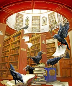 Ravens In the Library Diamond Painting