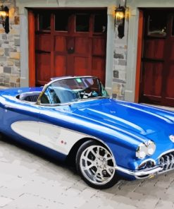 1961 Blue Corvette Car Diamond Painting