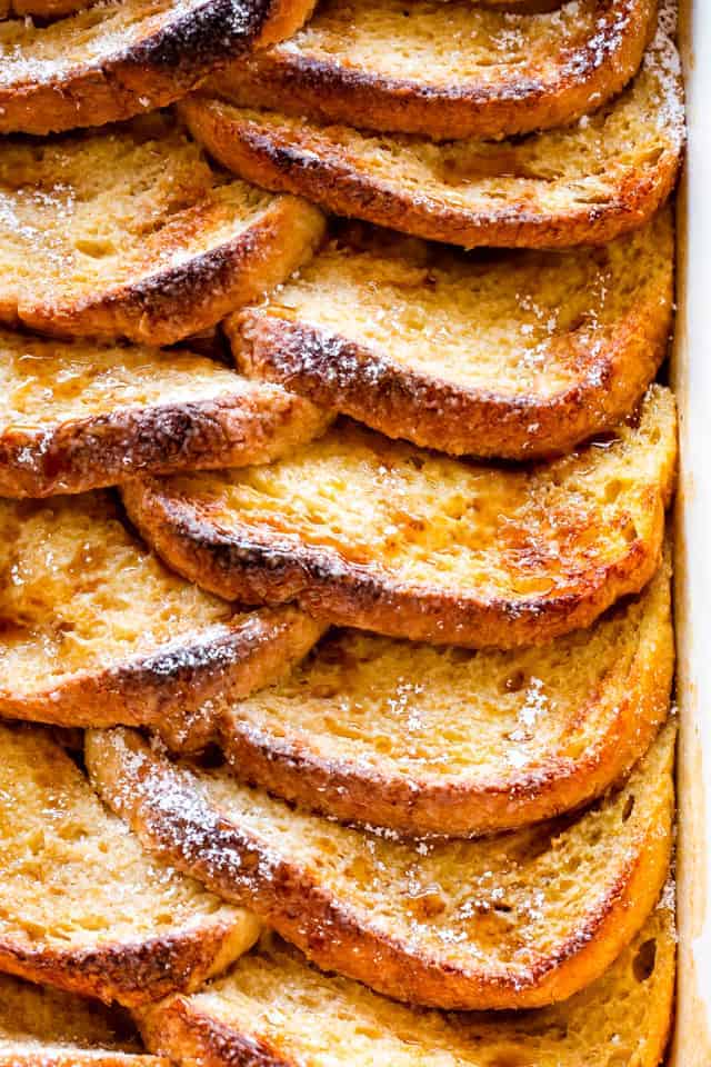 Golden baked French toast.