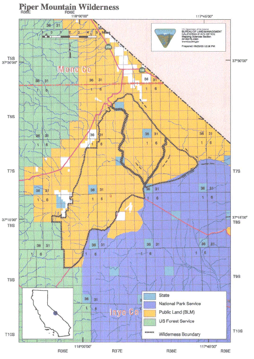 Piper Mountain Wilderness Area Map