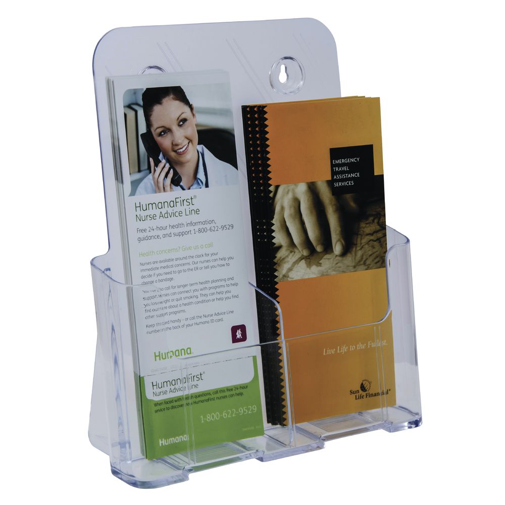 Clear Plastic 1 Compartment Countertop Brochure Holder - 9 1/4