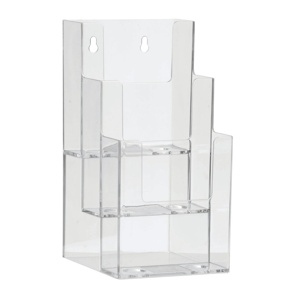 Clear Plastic 3-Tier Plastic Brochure Holders - 4 1/2