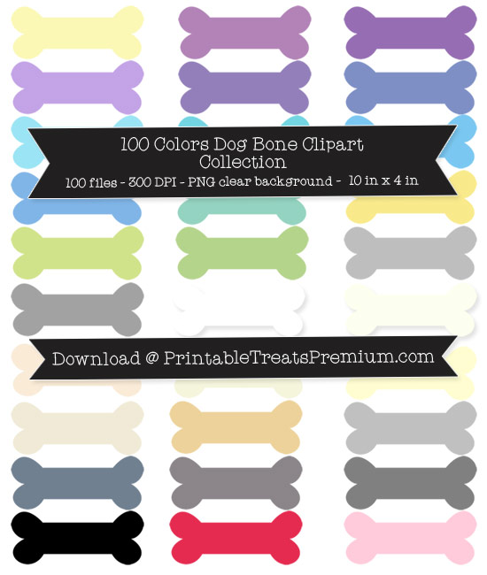 100 Colors Dog Bone Clipart Collection