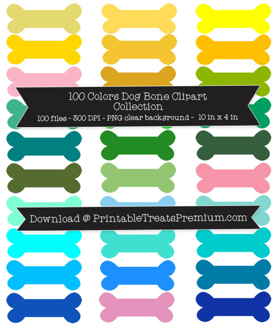 100 Colors Dog Bone Clipart Collection