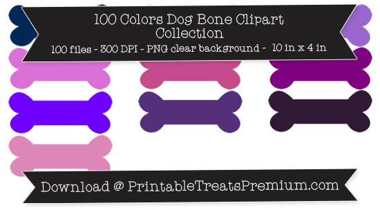 100 Colors Dog Bone Clipart Collection