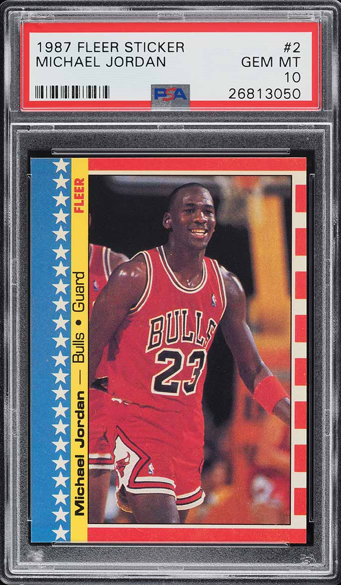 1987 Fleer Sticker Michael Jordan #2 PSA 10 GEM MINT