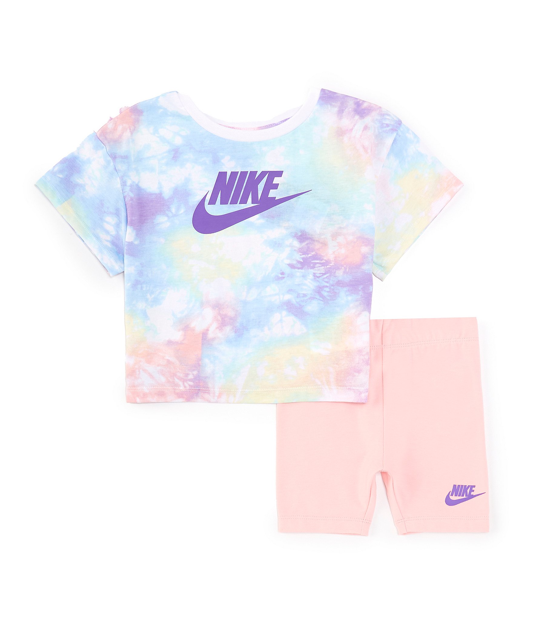 Nike Little Girls 2T-4T Short Sleeve Tie-Dye T-Shirt & Solid Bike ...