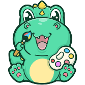 cute little dinosaur with coloring palette