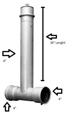 Riser Valve Tee Galvanized PIP or IPS  4 in. Valve Top 