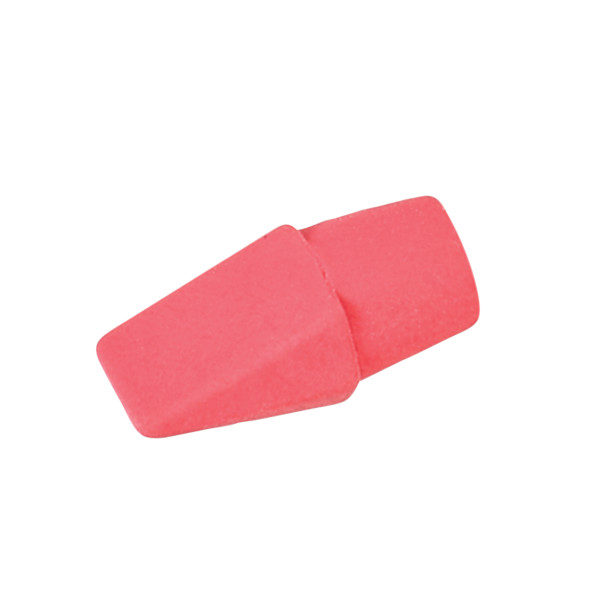 A pink Dixon Pencil Cap Eraser with a slanted edge.