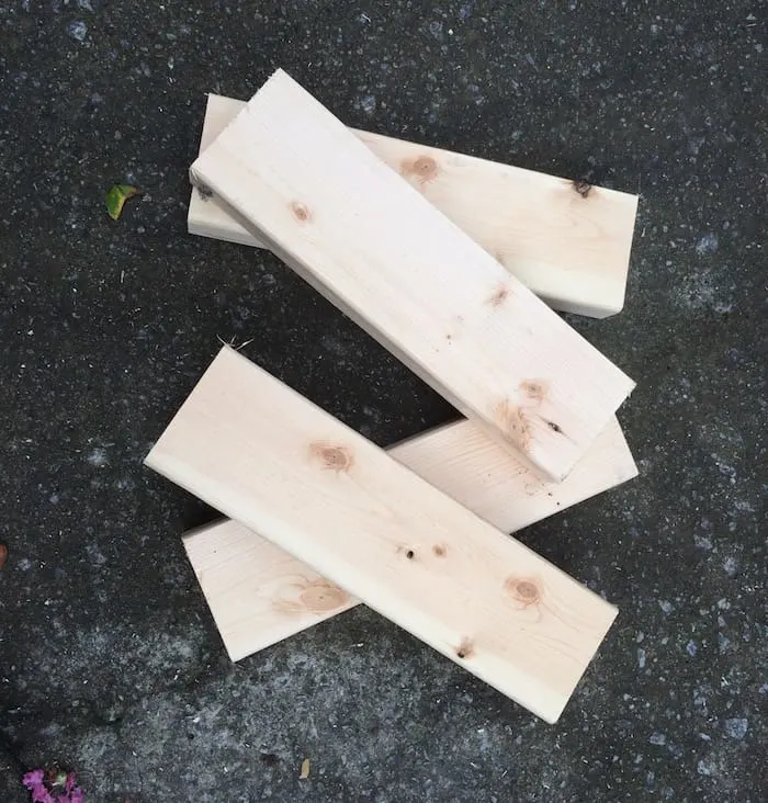 2 x 4s cut into four 12" pieces