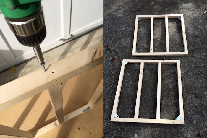 Adding the cross supports on the table frames