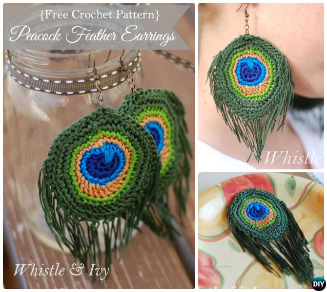 Crochet Peacock Earring Pattern Free-10 Crochet Peacock Projects Free Patterns