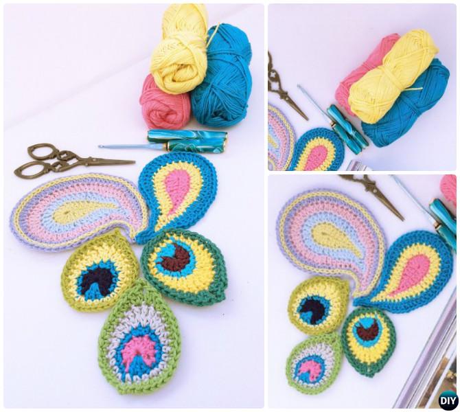 Crochet Peacock Motif-10 Crochet Peacock Feather Projects Free Patterns