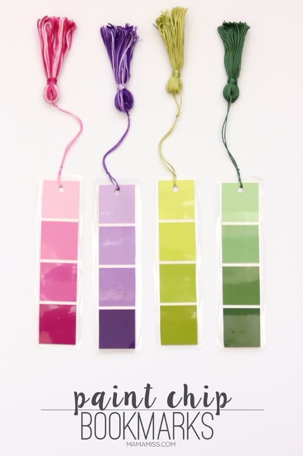 DIY Projects Made With Paint Chips - DIY Paint Chip Bookmarks - Best Creative Crafts, Easy DYI Projects You Can Make With Paint Chips - Cool Paint Chip Crafts and Project Tutorials - Crafty DIY Home Decor Ideas That Make Awesome DIY Gifts and Christmas Presents for Friends and Family #diy #crafts #paintchip #cheapcrafts