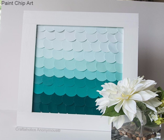 DIY Projects Made With Paint Chips - Paint Chip Art With Ombre - Best Creative Crafts, Easy DYI Projects You Can Make With Paint Chips - Cool Paint Chip Crafts and Project Tutorials - Crafty DIY Home Decor Ideas That Make Awesome DIY Gifts and Christmas Presents for Friends and Family #diy #crafts #paintchip #cheapcrafts