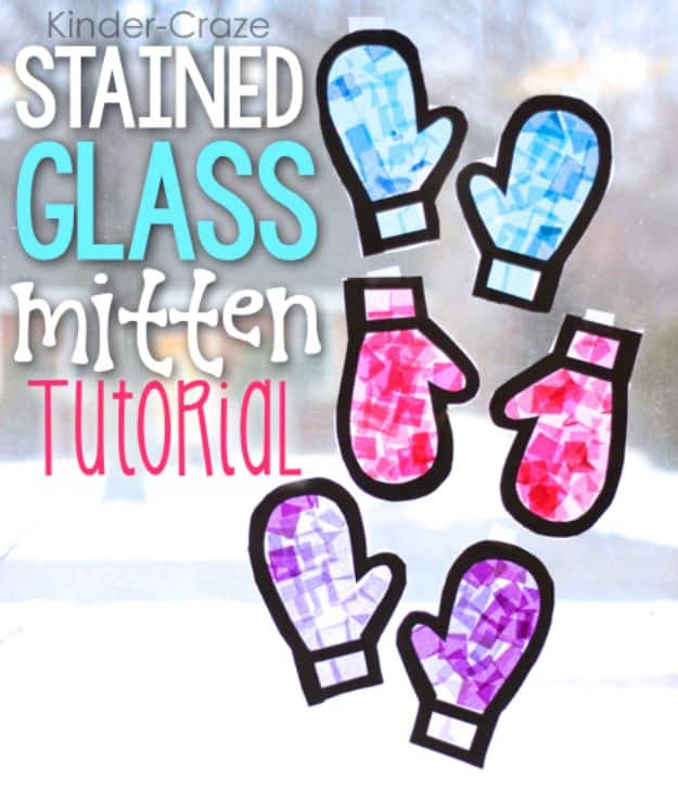 Winter Crafts for Kids \ Easy Craft Ideas for Children to Make At Home | Stained Glass Mitten