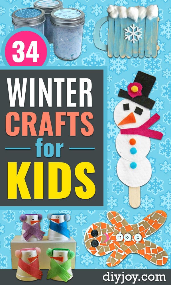 Winter Crafts for Toddlers and Kids - Easy Art Projects and Craft Ideas for 2 Year Olds, Preschool Age Children - Simple Indoor Activities, Things To Make At Home in Wintertime - Snow, Snowflake and Icicle, Snowmen - Classroom Art Projects - Busy Bags and Quick and Easy Gifts - Cheap Kid Crafts Projects #kidscrafts #craftsforkids #winter