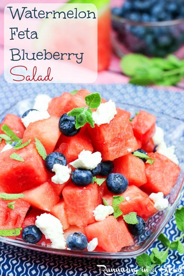 Appetizer Ideas for Parties- Best Strawberry Recipe Ideas With Fresh Strawberries - Dessert, Cakes, Breakfast, Homemade Muffins, Pie, Berry Fruit Salad -Watermelon Feta Blueberry Salad