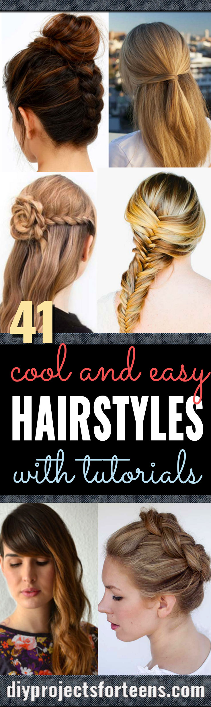 Cool and Easy DIY Hairstyles - Quick and Easy Ideas for Back to School Styles for Medium, Short and Long Hair - Fun Tips and Best Step by Step Tutorials for Teens, Prom, Weddings, Special Occasions and Work. Up dos, Braids, Top Knots and Buns, Super Summer Looks #hairstyles #hair #teens #easyhairstyles #diy #beauty