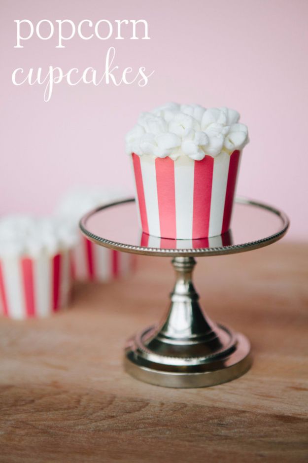 Easy Desserts for Teens to Make at Home - Popcorn Cupcakes - Cool Dessert Recipes That Are Simple and Quick Enough For Teens, Teenagers and Older Kids - Best Dorm Snacks and Ideas - Microwave, No Bake, 3 Ingredient, Chocolate, Mug Cakes and More #desserts #teenrecipes #recipes #dessertrecipes #easyrecipes