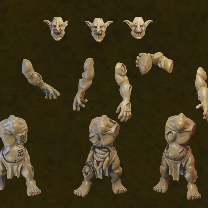 3D Printable Zombie Troll miniatures (32mm, modular) by Juhász Gergely