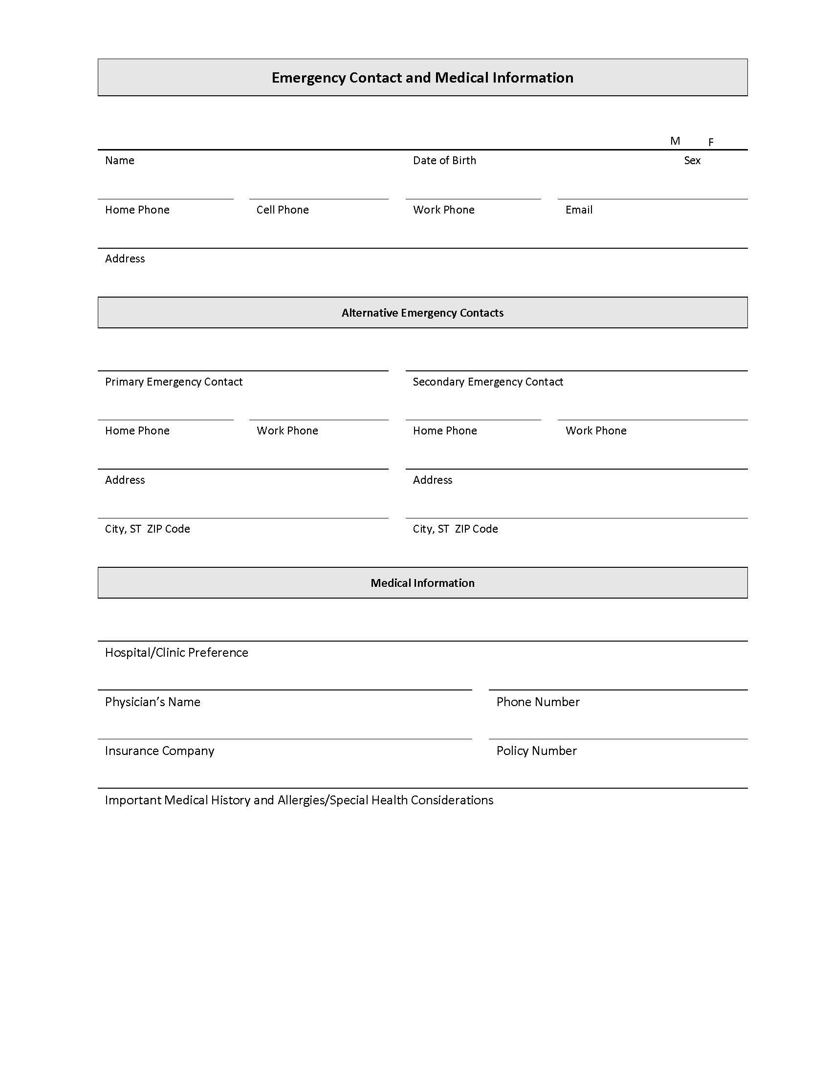 Emergency Contact And Medical Form Fill And Sign Printable - Vrogue