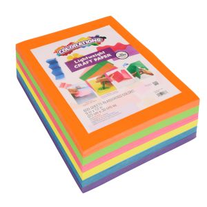 Colorations® Neon Lightweight Craft Paper - 600 sheets with BONUS Garden Stencils - Set of 12 Designs