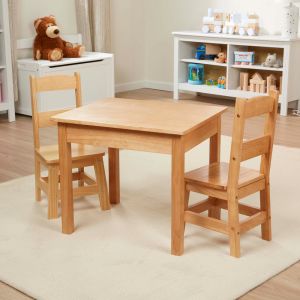 Wood Table and Chairs 3-Piece Set