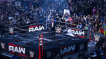 Triple H in the ring to start the show during Monday Night RAW at Intuit Dome on January 6, 2025 in Inglewood, California