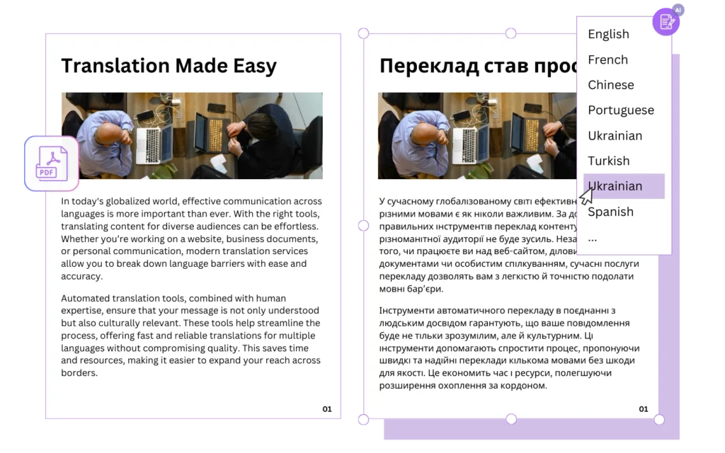 Translate PDF to Ukrainian example