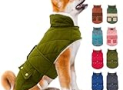 KYEESE Dog Coats Winter Dog Jacket with Leash Hole Winter Windproof Padded Sherpa Dog Vest Cold Weather Coats for Small Dogs DarkGreen