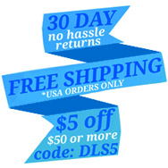 30 Day No Hassle Returns - Yearly Discounts - $5 off $50 Use