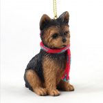 Yorkie Dog Christmas Ornament Scarf Figurine Puppy Cut