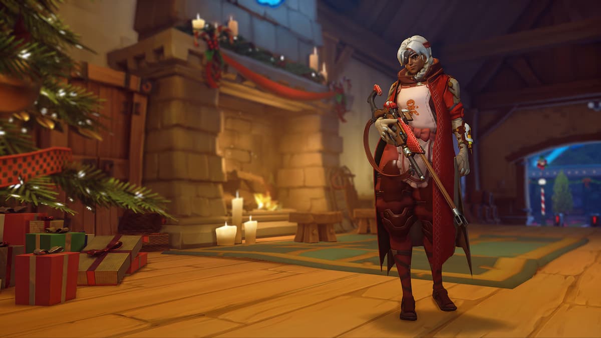 gingerbread ana skin over a cozy christmas background