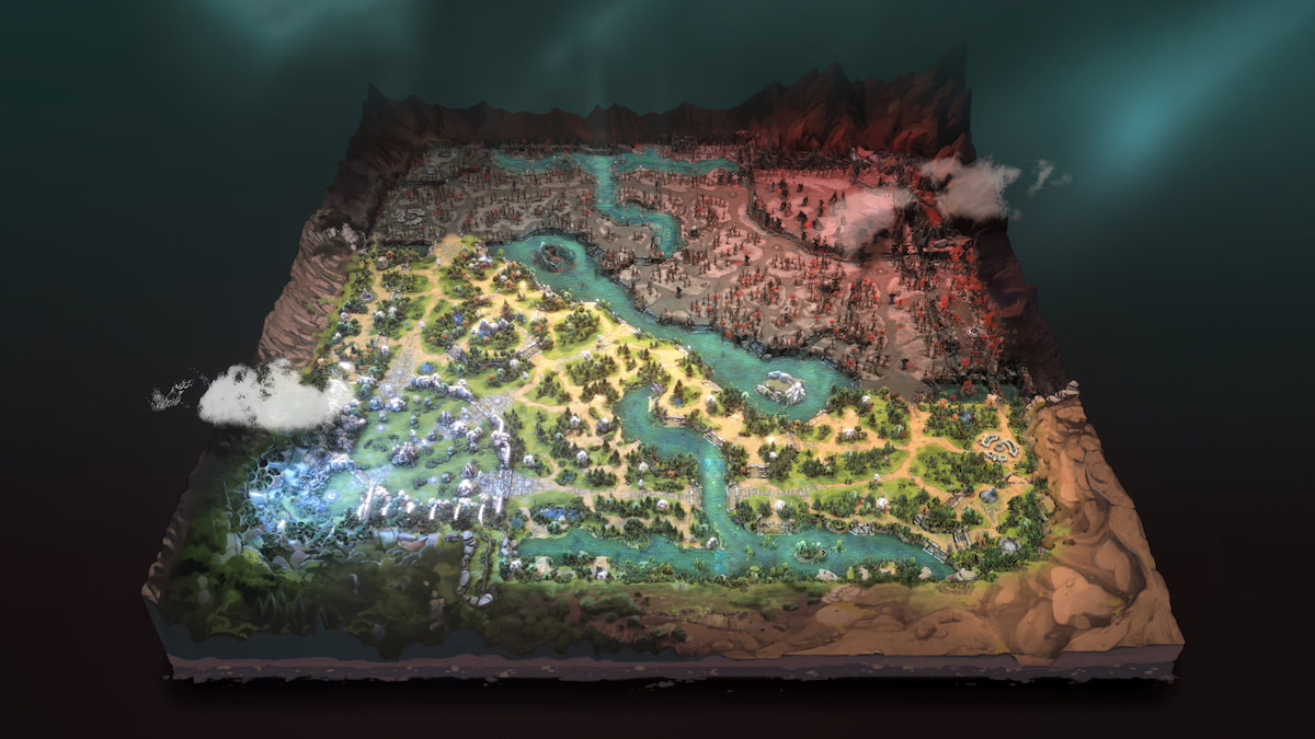 Dota 2 map from above, as of Patch 7.38