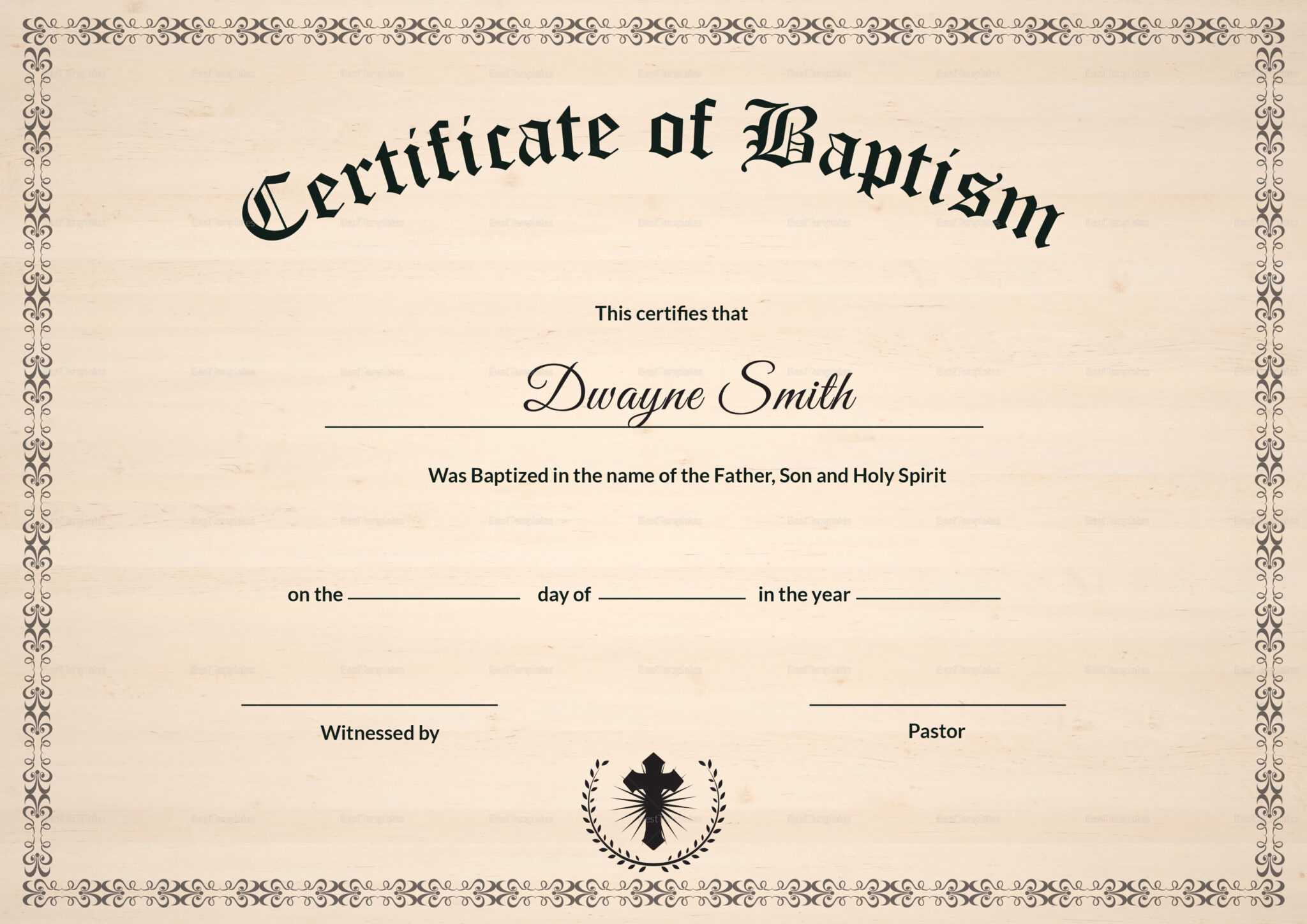 Certificate Of Baptism Printable