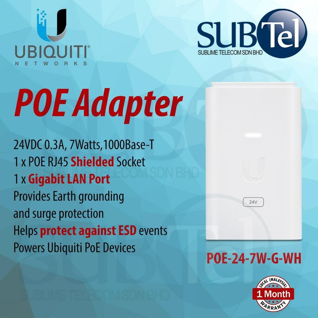 Jual Ubiquiti PoE-24-7W-G-WH Networks Gigabit Power Over Ethernet Poe ...