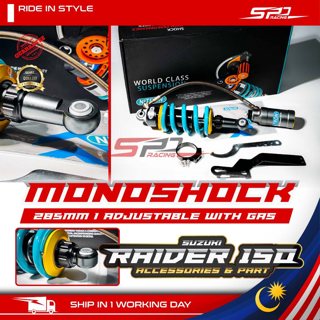 RAIDER Monoshock Nitron 285mm Adjustable With Gas for SUZUKI SATRIA ...