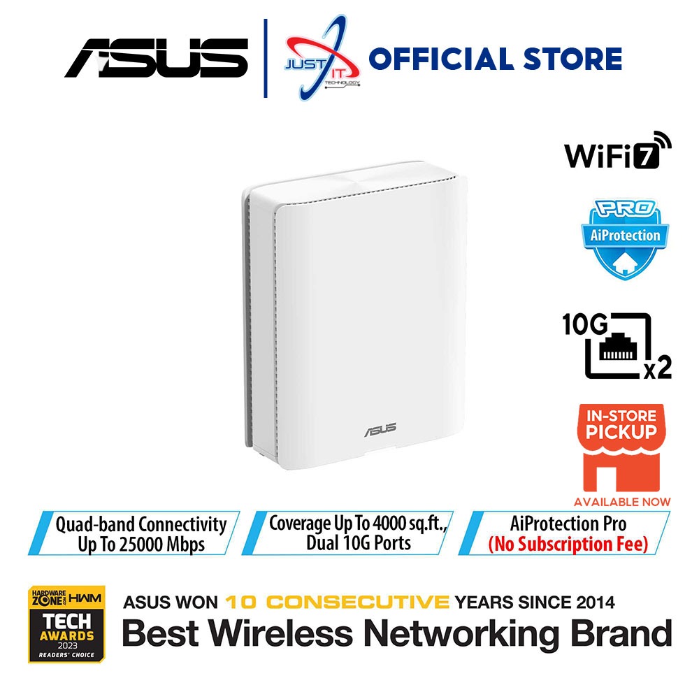 ASUS ZENWIFI BQ16 BE25000 QUAD BAND WIFI 7 HOME MESH ROUTER - 1PACK ...