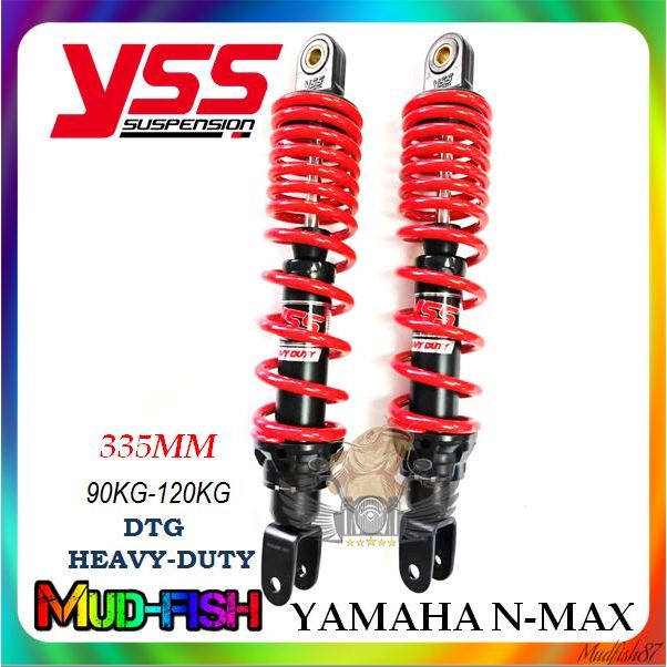 YSS YAMAHA N-MAX NMAX DTG HEAVY DUTY GAS SHOCK ABSORBER 335MM (BLACK ...