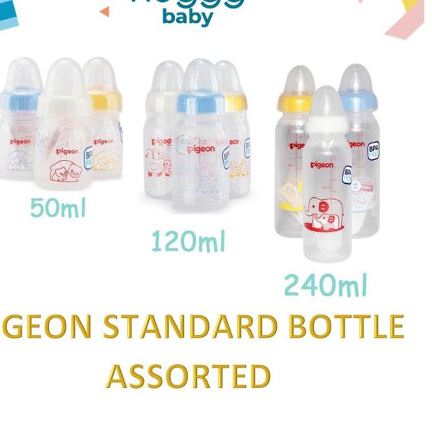 Pigeon STANDARD BOTTLE ASSORTED 50ml 120ml 240ml Baby Milk BOTTLE ...