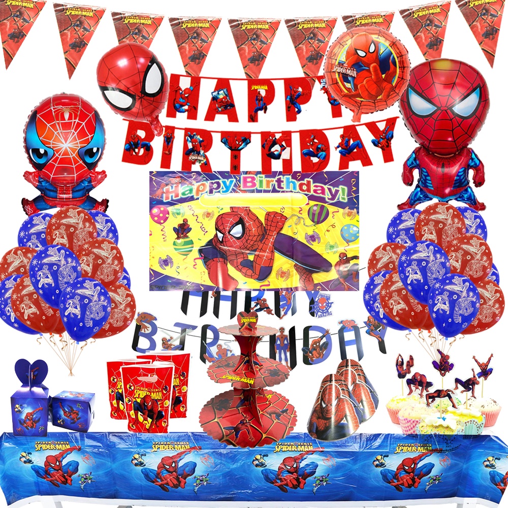 Spiderman Theme Party Supplies Kids Birthday Festive Event Cartoon ...