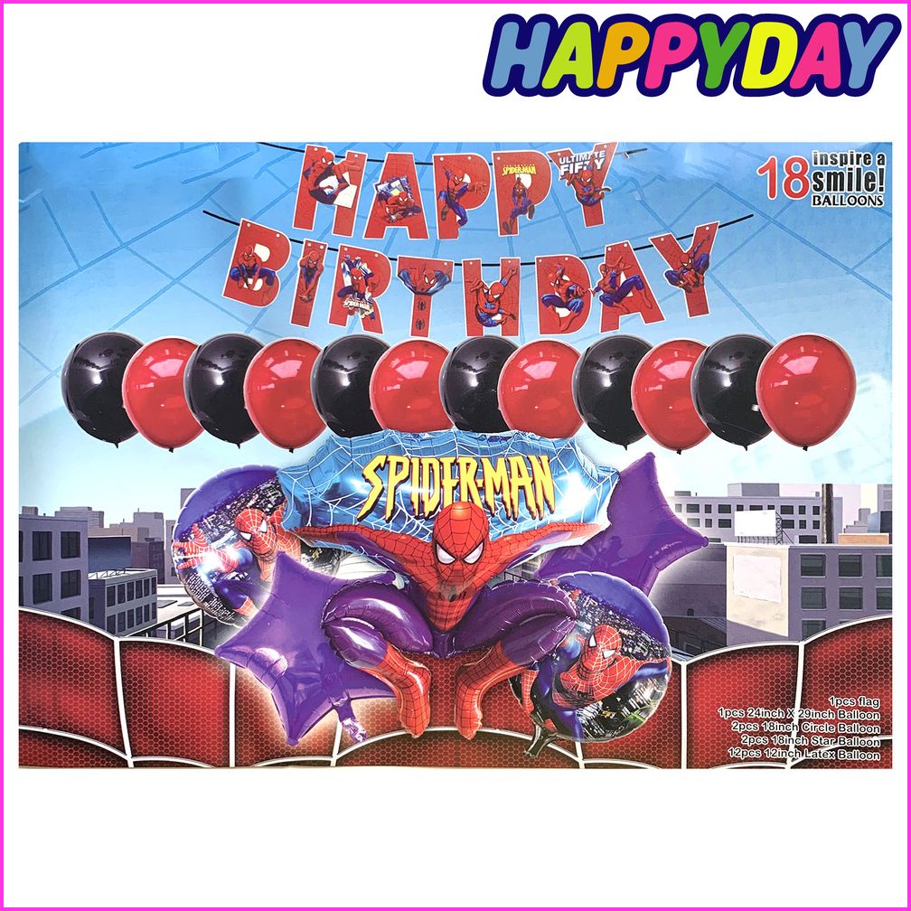 Spiderman Themed Foil Balloon Set with Banner 1165xx 1162xx | Shopee ...