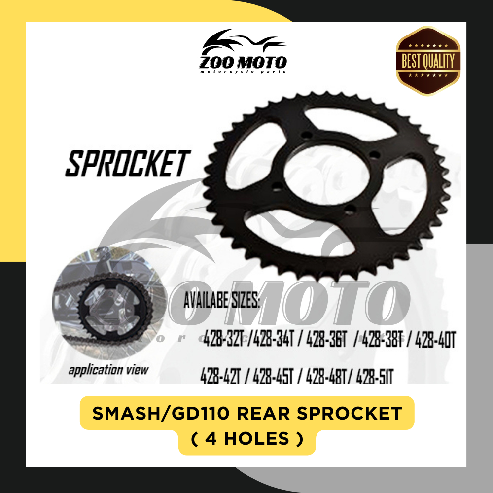 ZOOMOTO SMASH/GD110 REAR SPROCKET ( 4 holes ) | Shopee Philippines