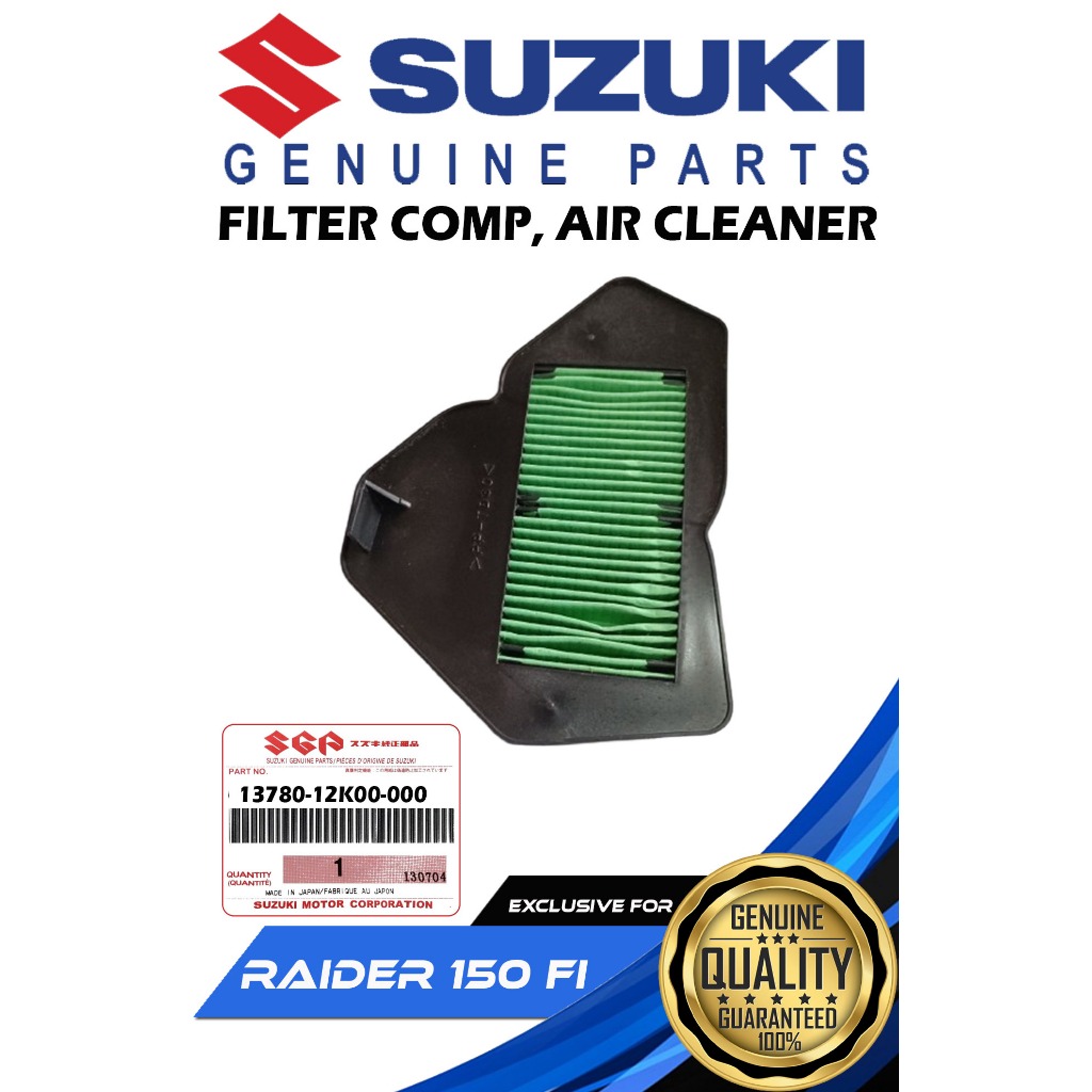 SUZUKI GENUINE FILTER COMP, AIR CLEANER FOR RAIDER 150 FI ( 13780-12K00 ...