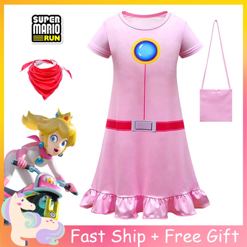 Super Mario Princess Peach Pink Dress For Baby Girl Pajama Kids Terno ...