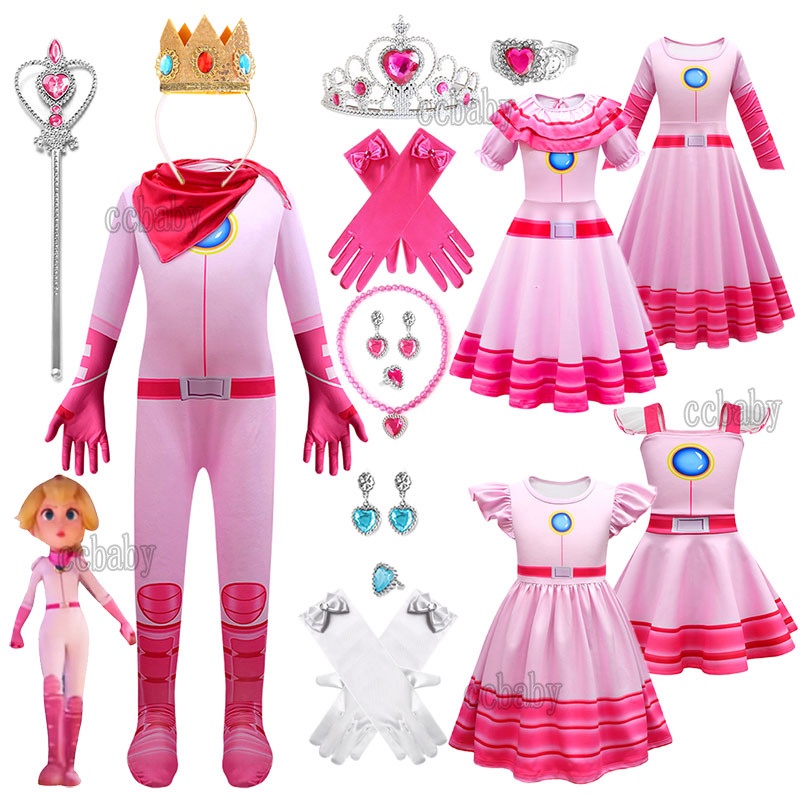 Kids Girls Super Mario Costume Princess Peach Dress for Girls 1 2 3 4 5 ...